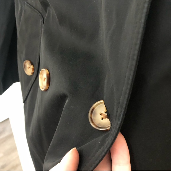 Talbots Petite Women's Double Breasted Belted Long Trench Coat in Black 2P - Picture 15 of 16